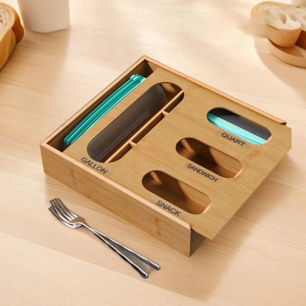 Bamboo Kitchen Bag Organizer