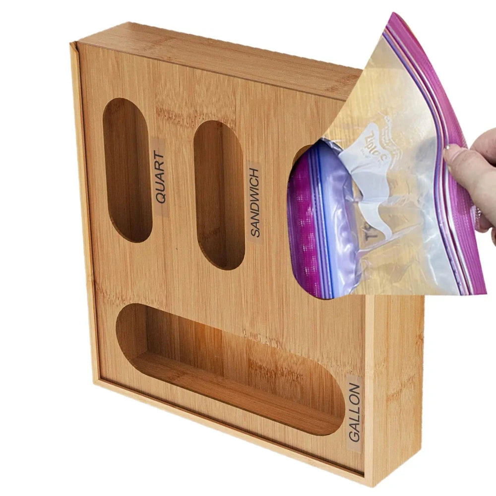 Bamboo Kitchen Bag Organizer