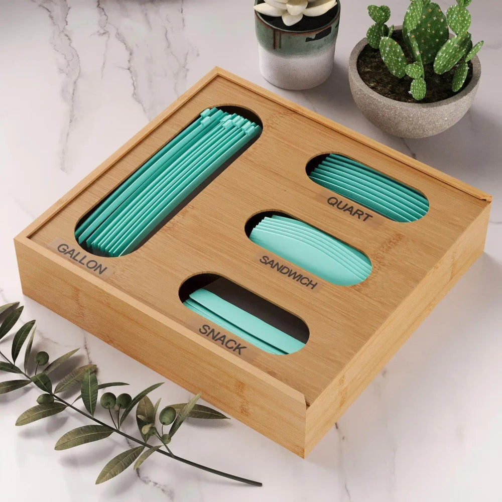 Bamboo Kitchen Bag Organizer