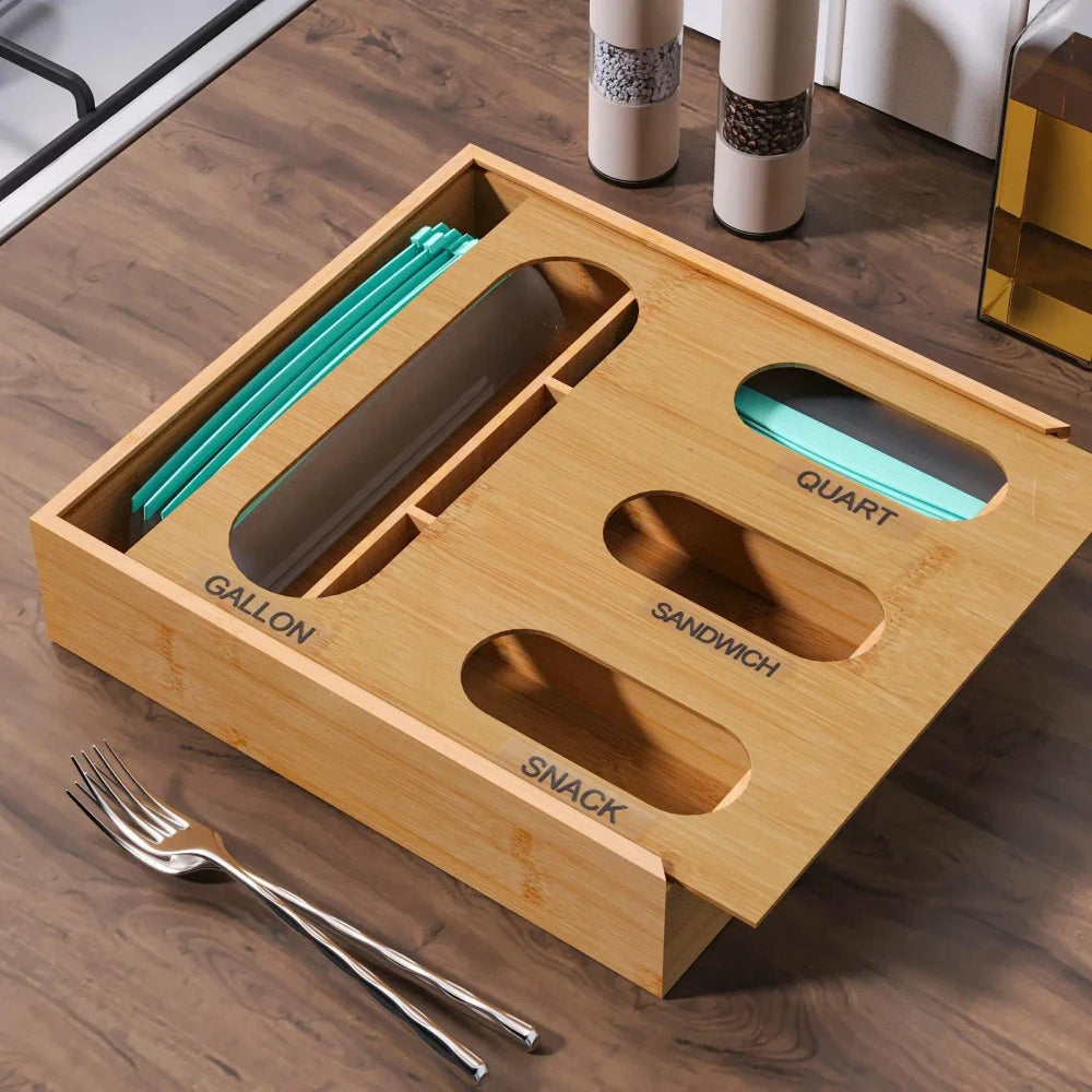 Bamboo Kitchen Bag Organizer