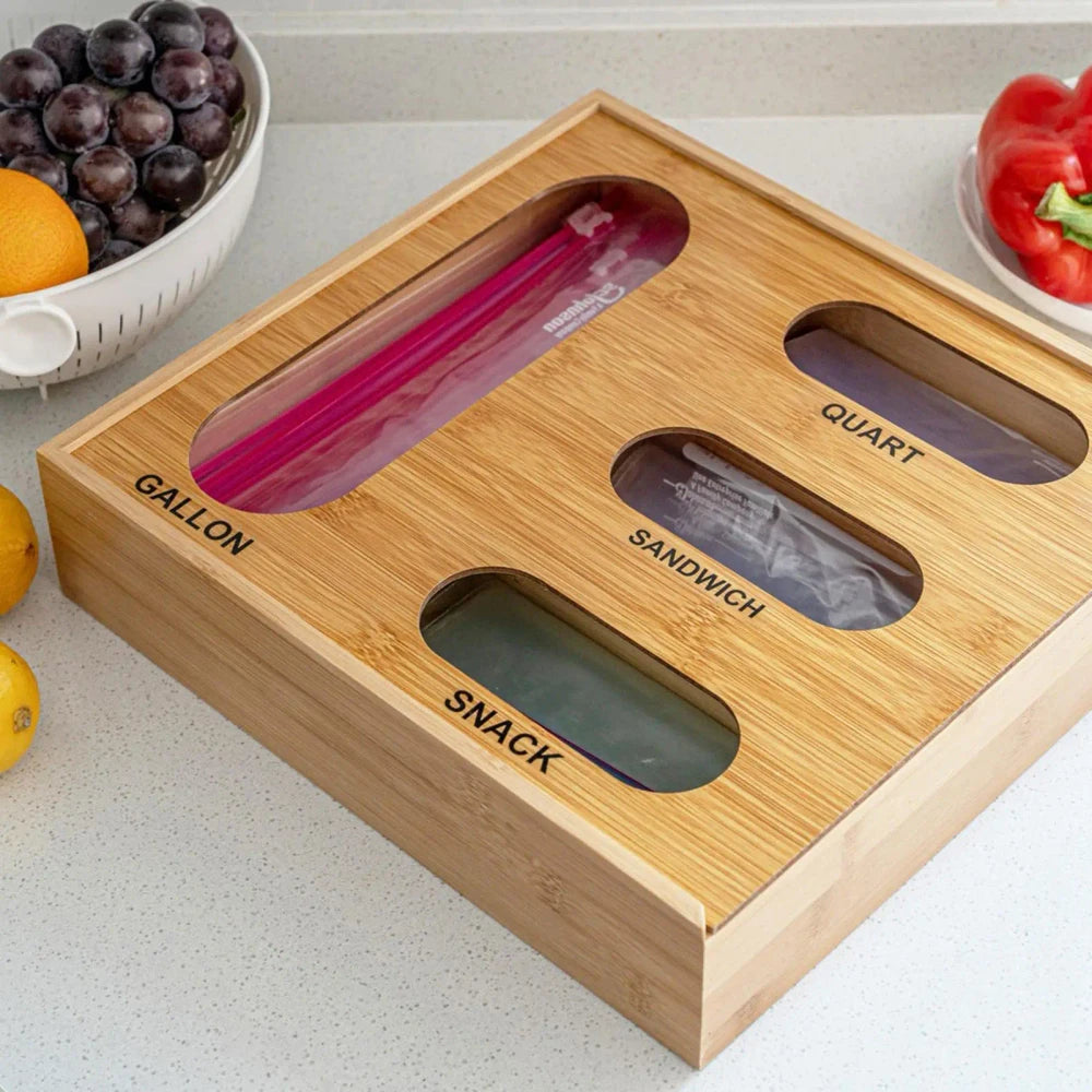 Bamboo Kitchen Bag Organizer