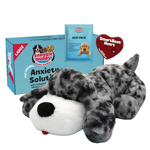 Snuggle Puppy Original Calming Heartbeat Toy for Medium Dogs 25-70 lbs Cream