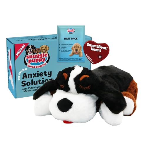 Snuggle Puppy Original Calming Heartbeat Toy for Medium Dogs 25-70 lbs Cream
