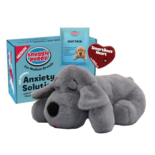 Snuggle Puppy Original Calming Heartbeat Toy for Medium Dogs 25-70 lbs Cream