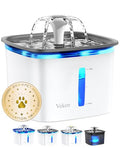 Veken 95oz Pet Fountain Automatic Cat Water Dispenser Grey 2 Filters