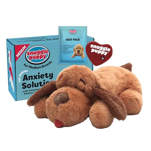Snuggle Puppy Original Calming Heartbeat Toy for Medium Dogs 25-70 lbs Cream