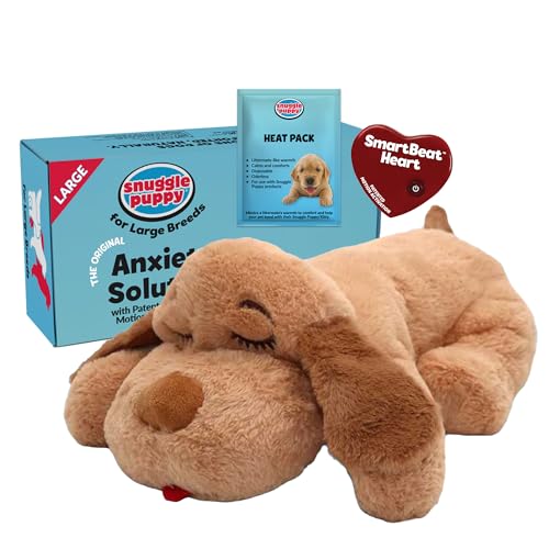 Snuggle Puppy Original Calming Heartbeat Toy for Medium Dogs 25-70 lbs Cream