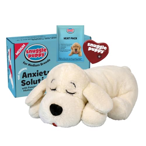 Snuggle Puppy Original Calming Heartbeat Toy for Medium Dogs 25-70 lbs Cream