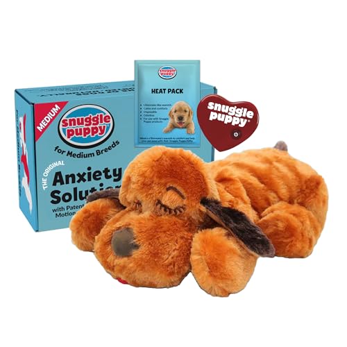 Snuggle Puppy Original Calming Heartbeat Toy for Medium Dogs 25-70 lbs Cream