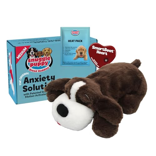 Snuggle Puppy Original Calming Heartbeat Toy for Medium Dogs 25-70 lbs Cream