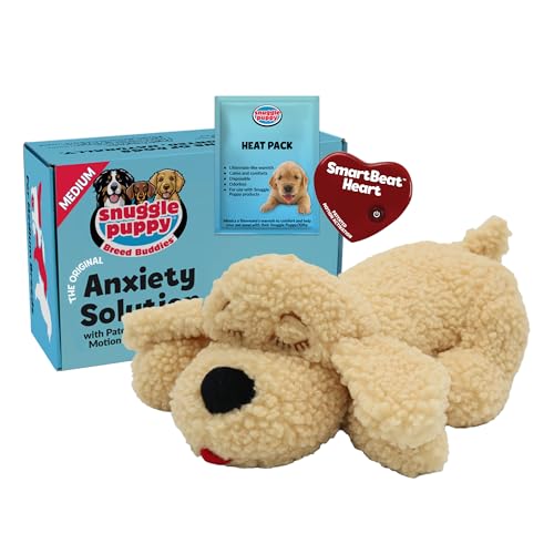 Snuggle Puppy Original Calming Heartbeat Toy for Medium Dogs 25-70 lbs Cream