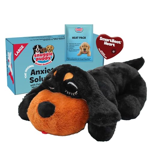 Snuggle Puppy Original Calming Heartbeat Toy for Medium Dogs 25-70 lbs Cream
