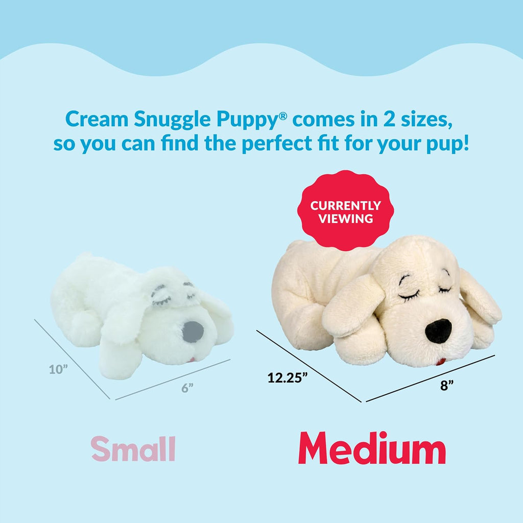 Snuggle Puppy Original Calming Heartbeat Toy for Medium Dogs 25-70 lbs Cream