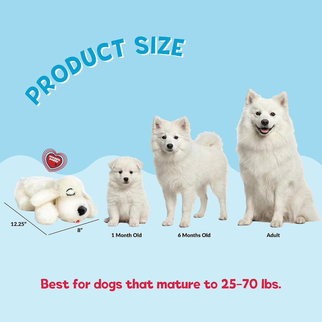 Snuggle Puppy Original Calming Heartbeat Toy for Medium Dogs 25-70 lbs Cream