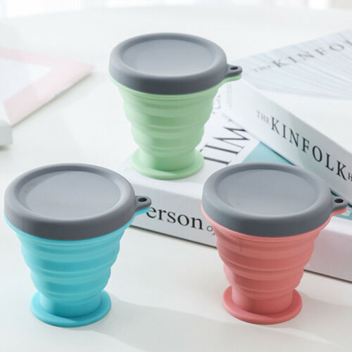 Collapsible Silicone Travel Coffee Cup with Lid – BPA-Free Foldable Mug, 3 Colors