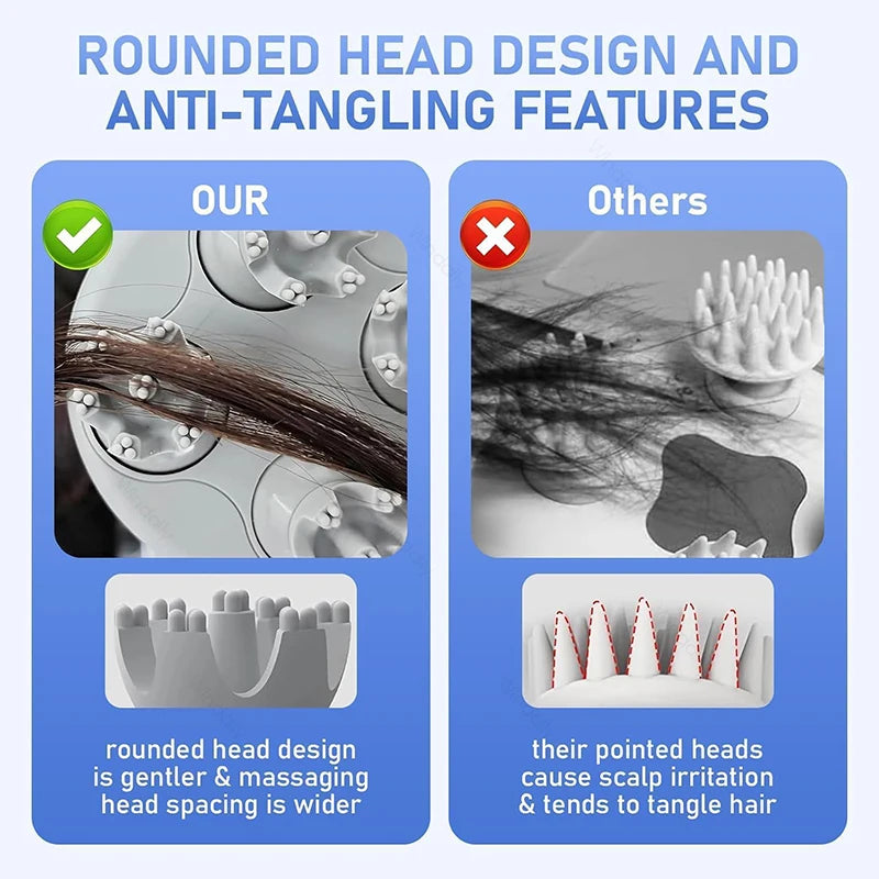 Electric Cordless Head Scalp Massager with 4 Kneading Heads