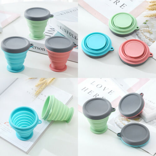 Collapsible Silicone Travel Coffee Cup with Lid – BPA-Free Foldable Mug, 3 Colors